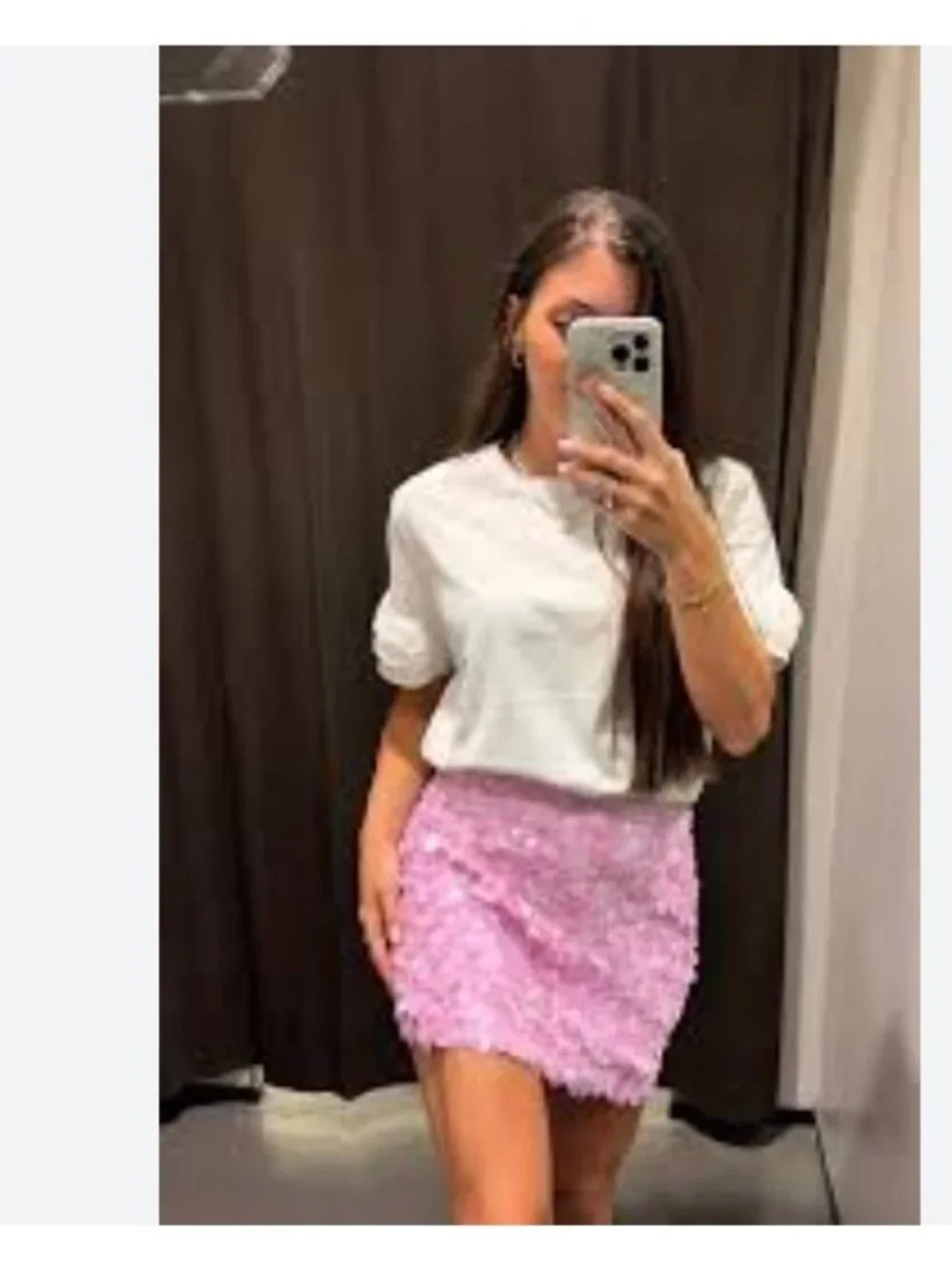 Zara Womens Mini Skirt Sequin Party M Medium Pink sequined 3920/221 NWOT